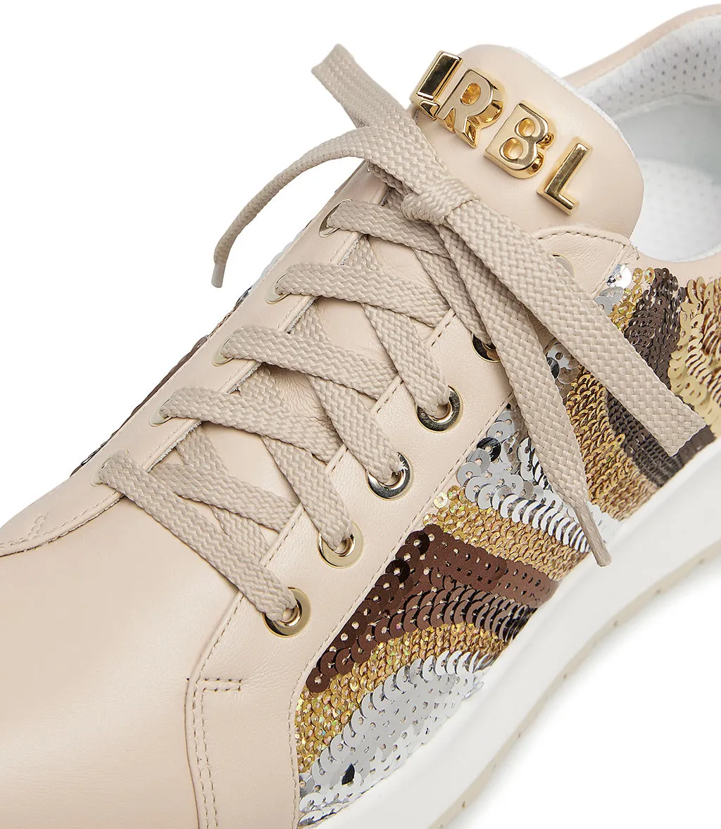 Beige leather sneakers with sequins - Top fashion picks