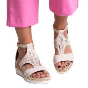 Beige low wedge sandals from Tiuma