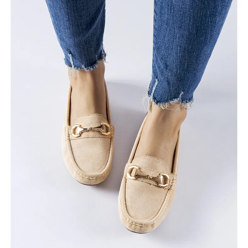 Beige moccasins decorated Fernanda buckle