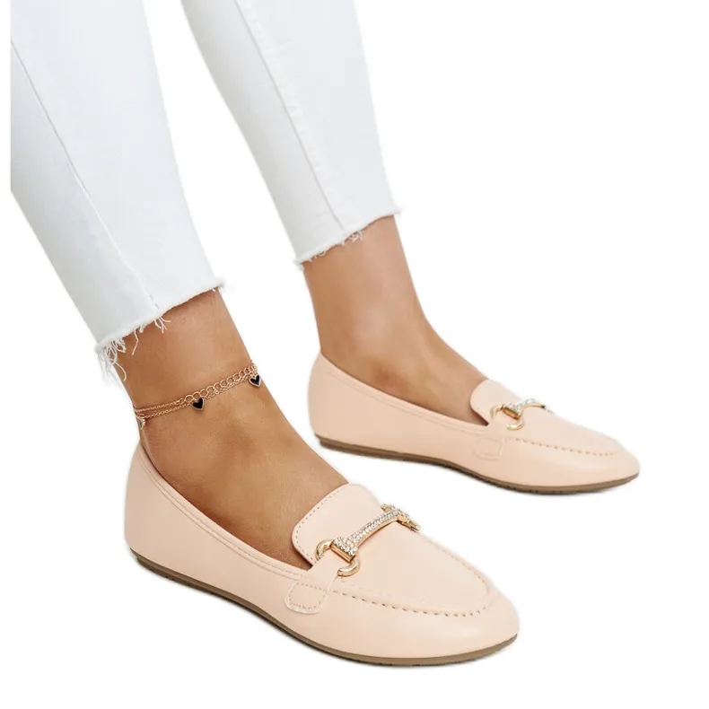 Beige moccasins decorative buckle Paddy