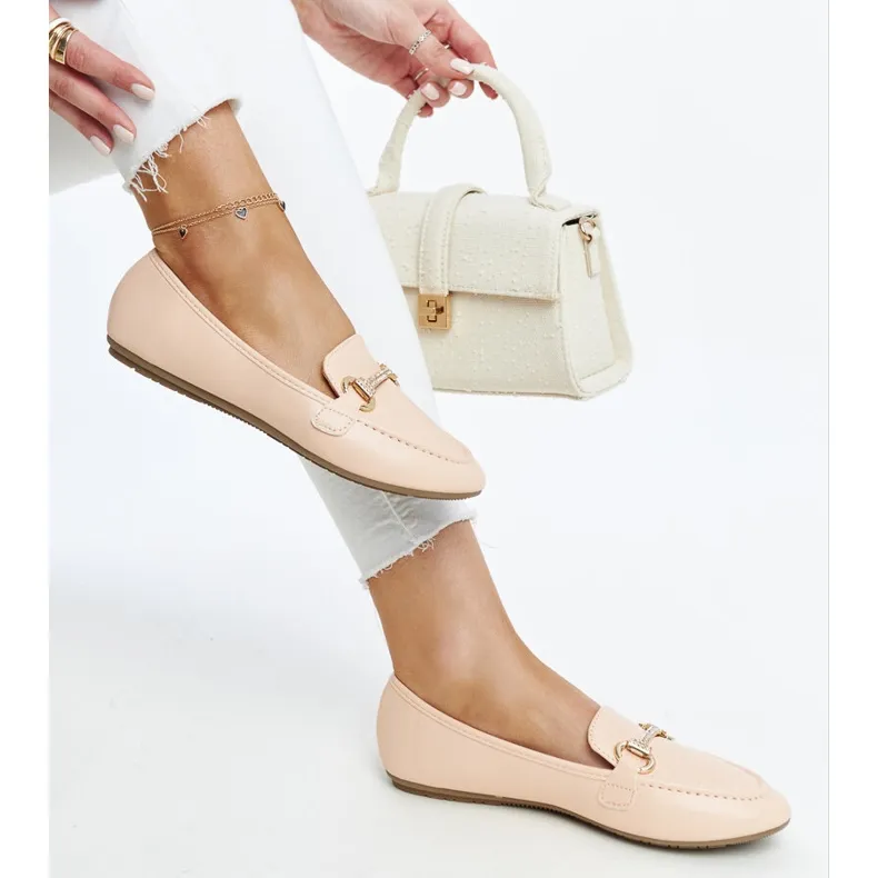 Beige moccasins decorative buckle Paddy