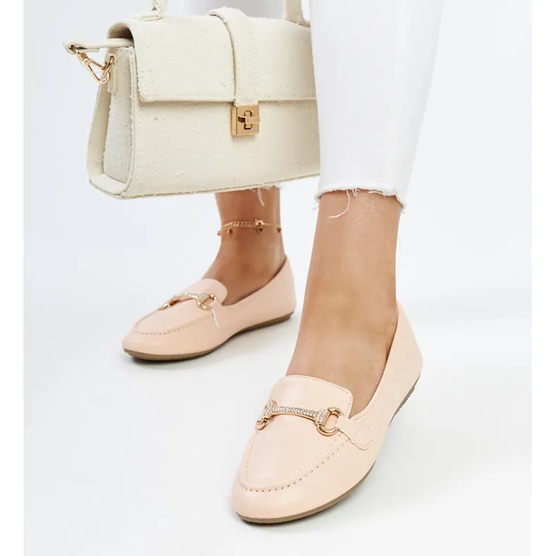 Beige moccasins decorative buckle Paddy