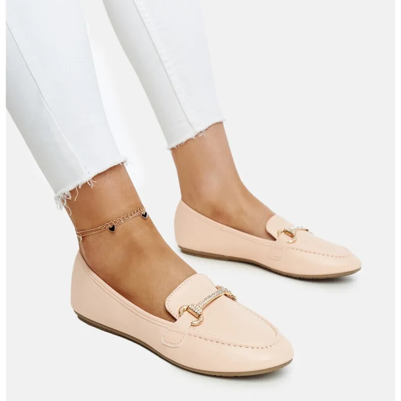 Beige moccasins decorative buckle Paddy