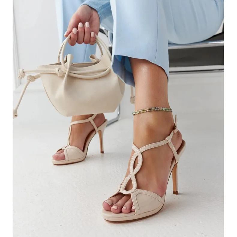 Beige patent stiletto sandals from Vappu