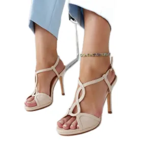 Beige patent stiletto sandals from Vappu