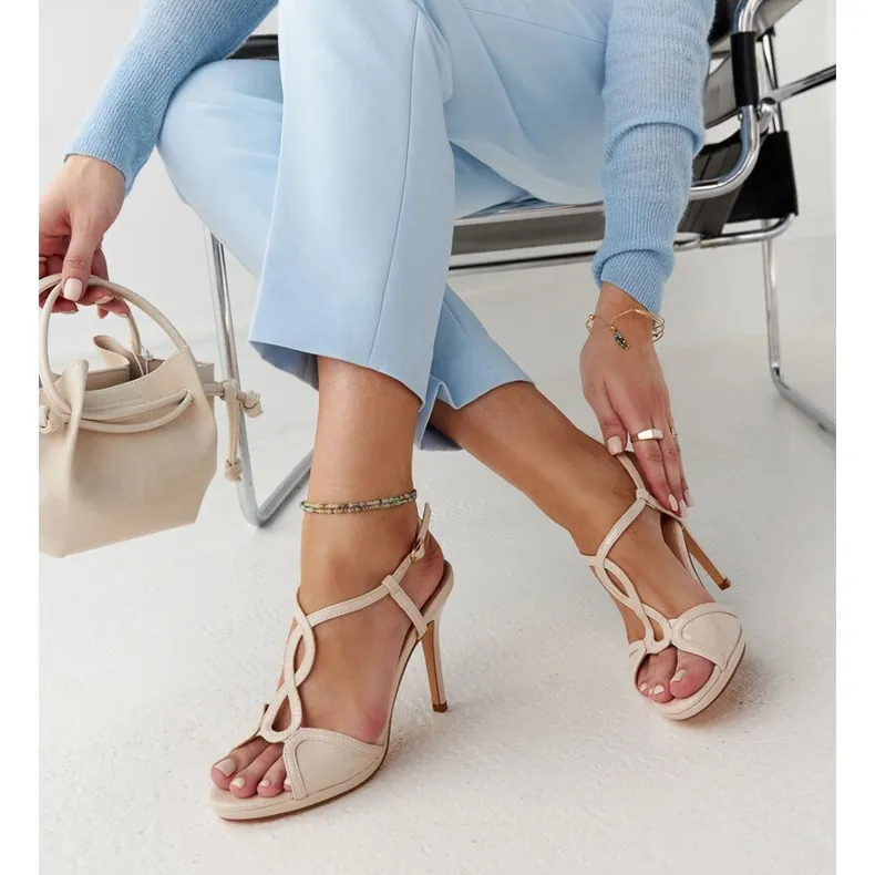 Beige patent stiletto sandals from Vappu