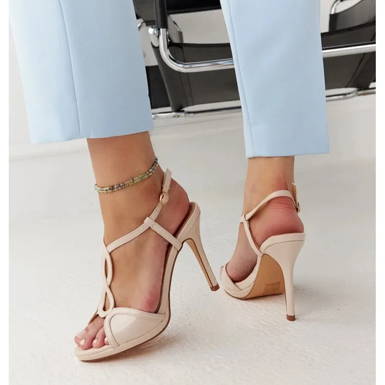 Beige patent stiletto sandals from Vappu