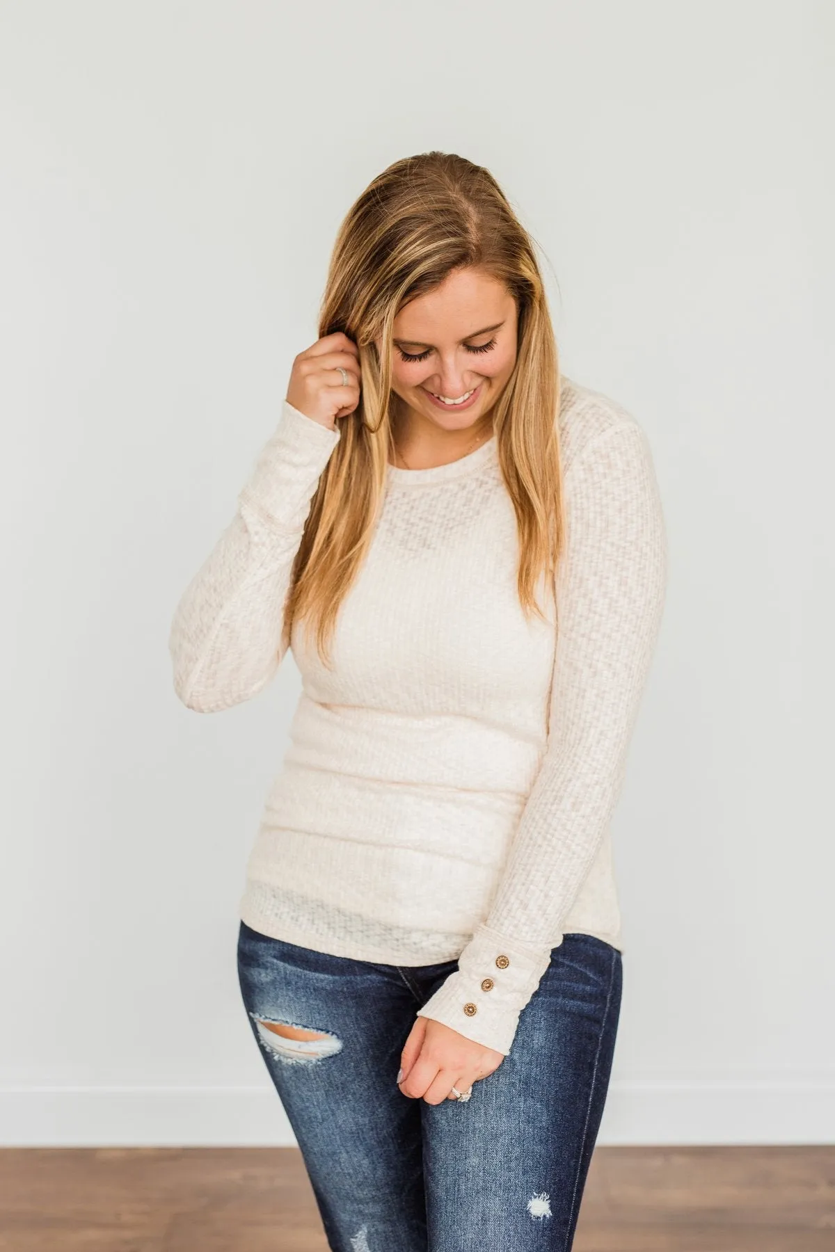 Long Sleeve Knit Top in Cream