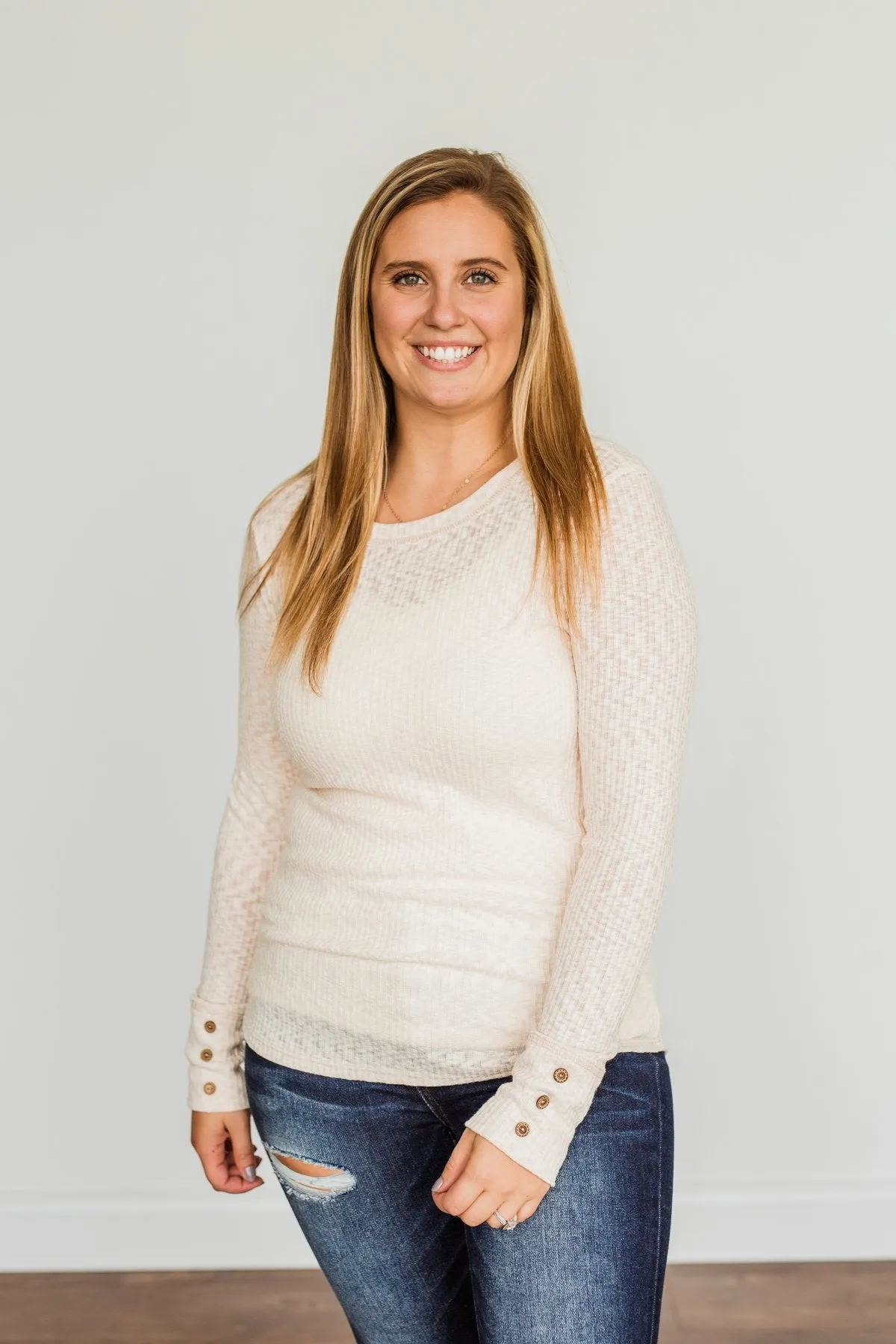 Long Sleeve Knit Top in Cream