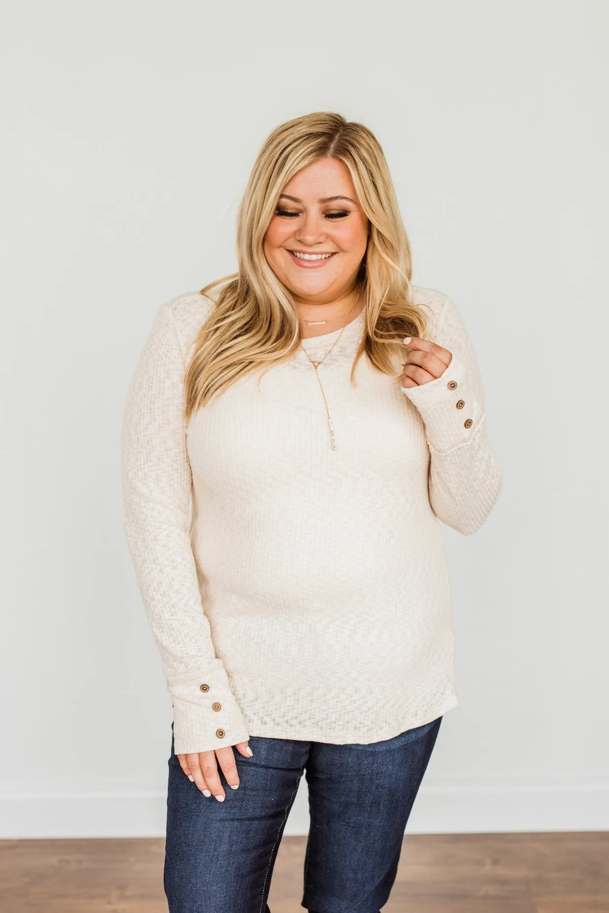 Long Sleeve Knit Top in Cream