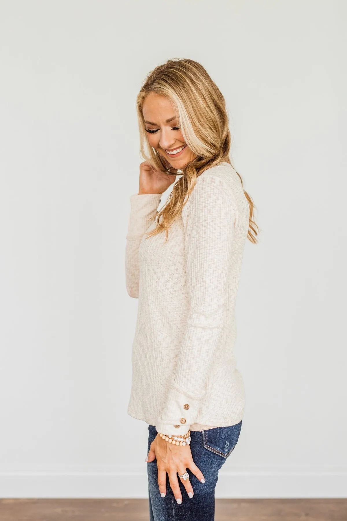 Long Sleeve Knit Top in Cream