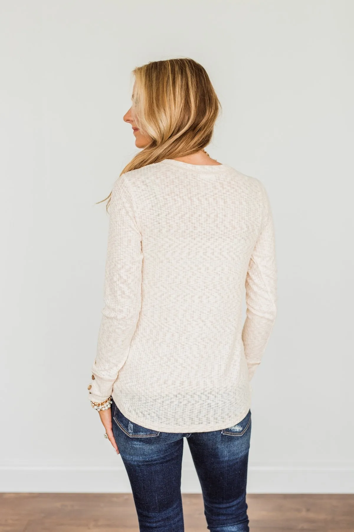 Long Sleeve Knit Top in Cream