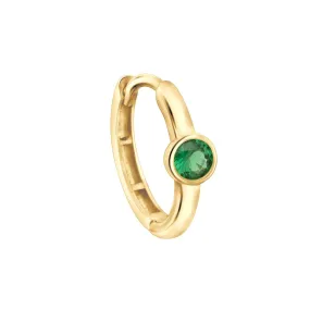 Bezel Set Emerald Huggie in 14k Gold