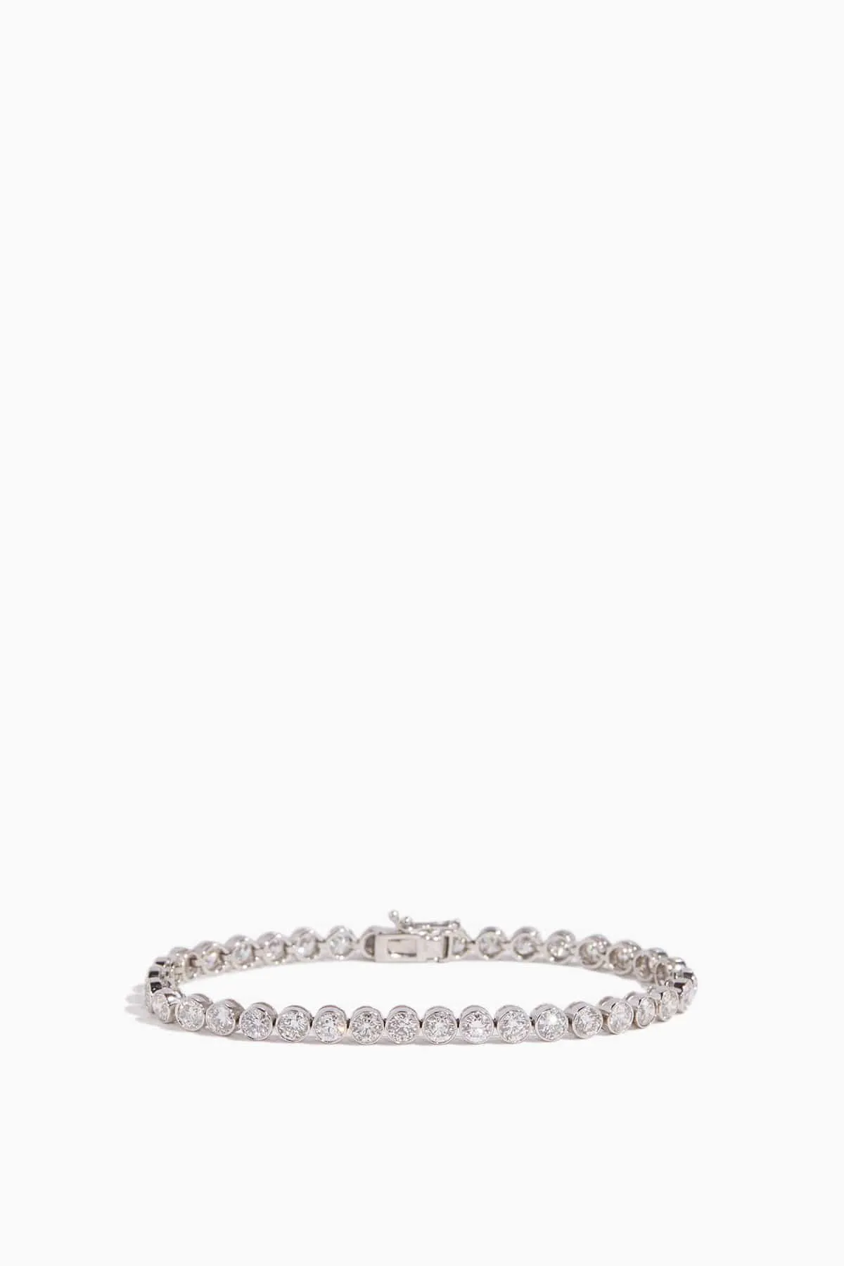 14k White Gold Bracelet with Bezel-Set Round Diamond