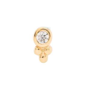 Bezel-Set with Tri Bead Cluster Threaded End in Gold with Diamonds