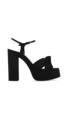 Bianca Platform Satin Sandals - Black