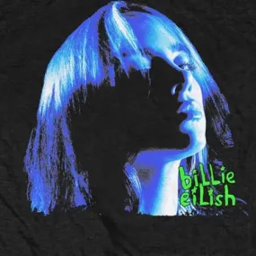 Billie Eilish Neon Blue Shadow Black Shirt.