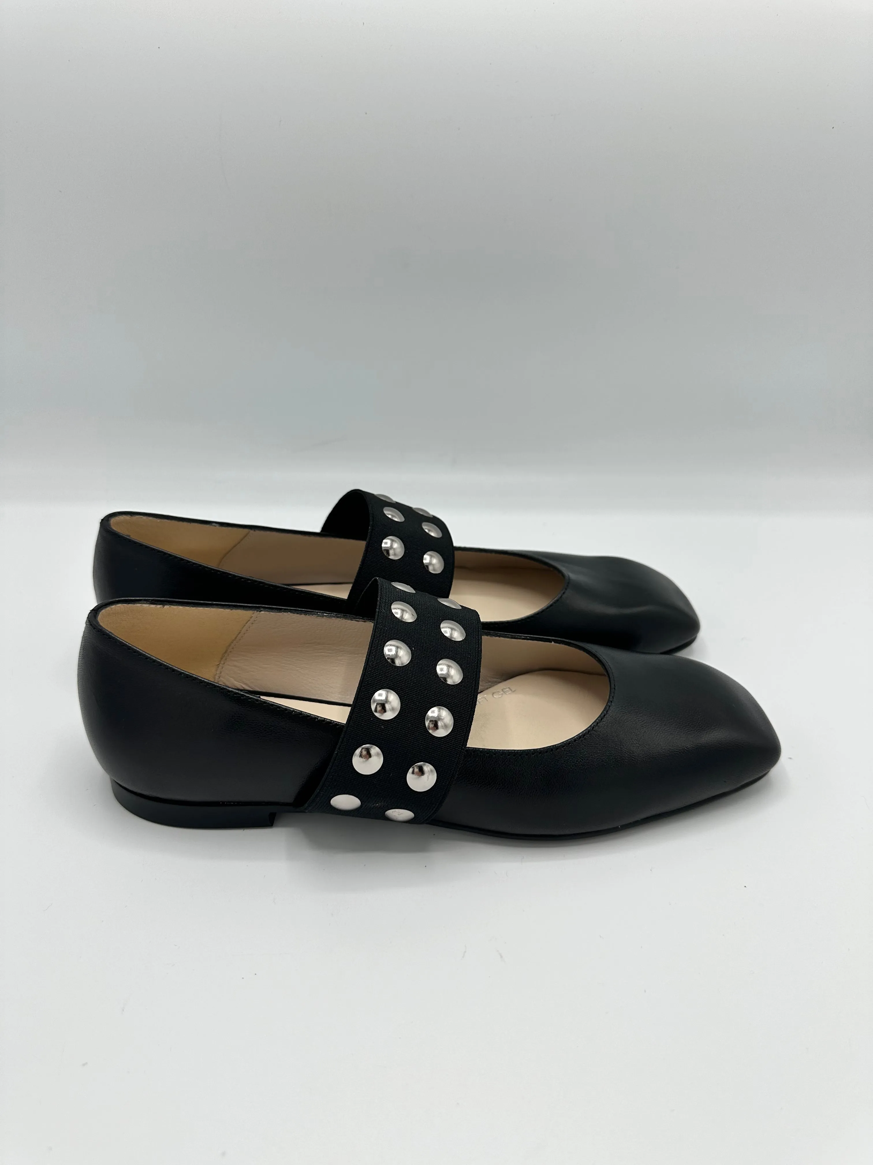 BLACK BALLET FLAT WITH STUDS - MARIAN