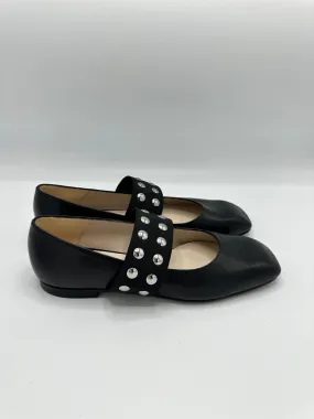 BLACK BALLET FLAT WITH STUDS - MARIAN