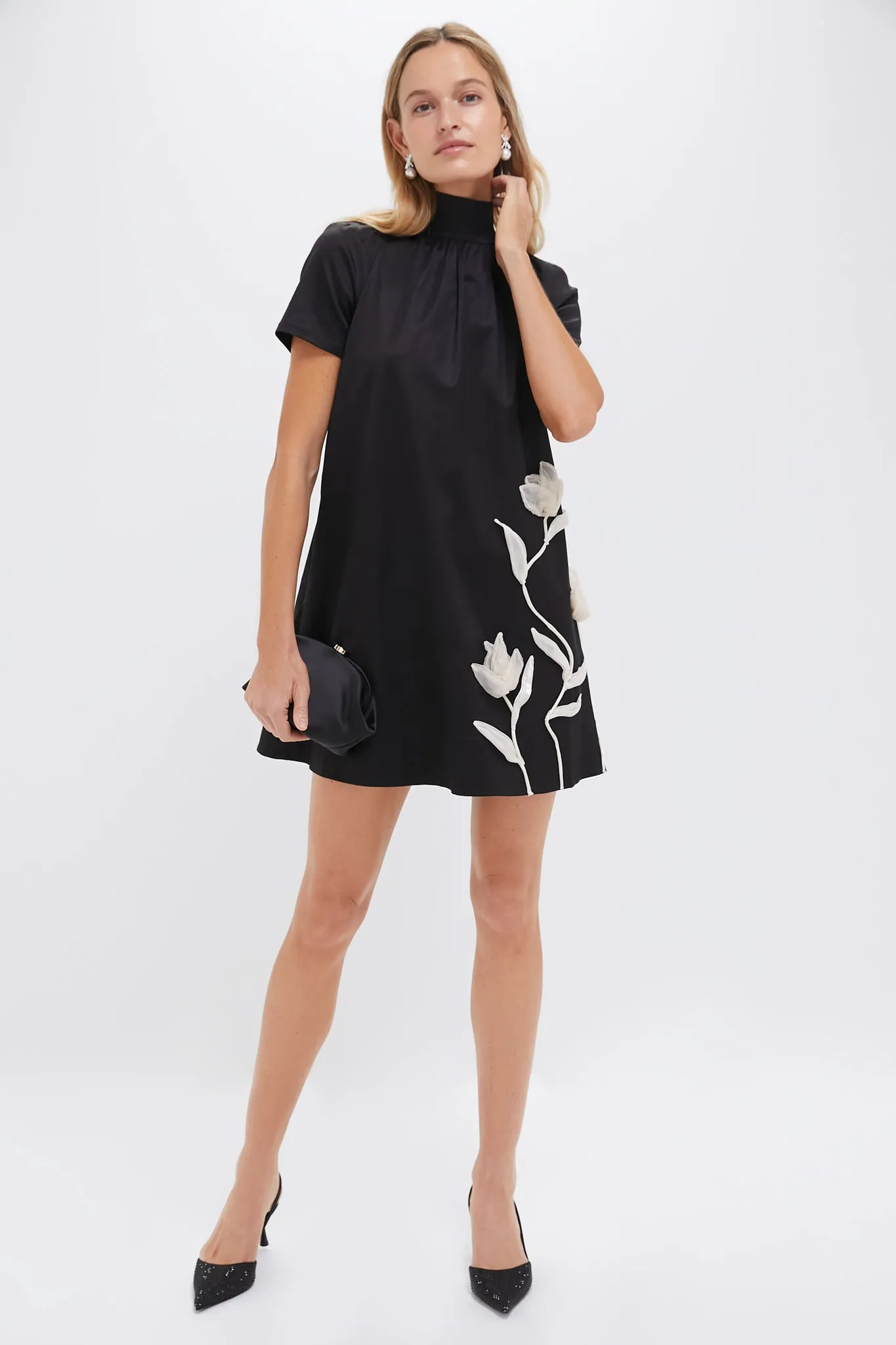 Black Ilana Floral Mini Dress