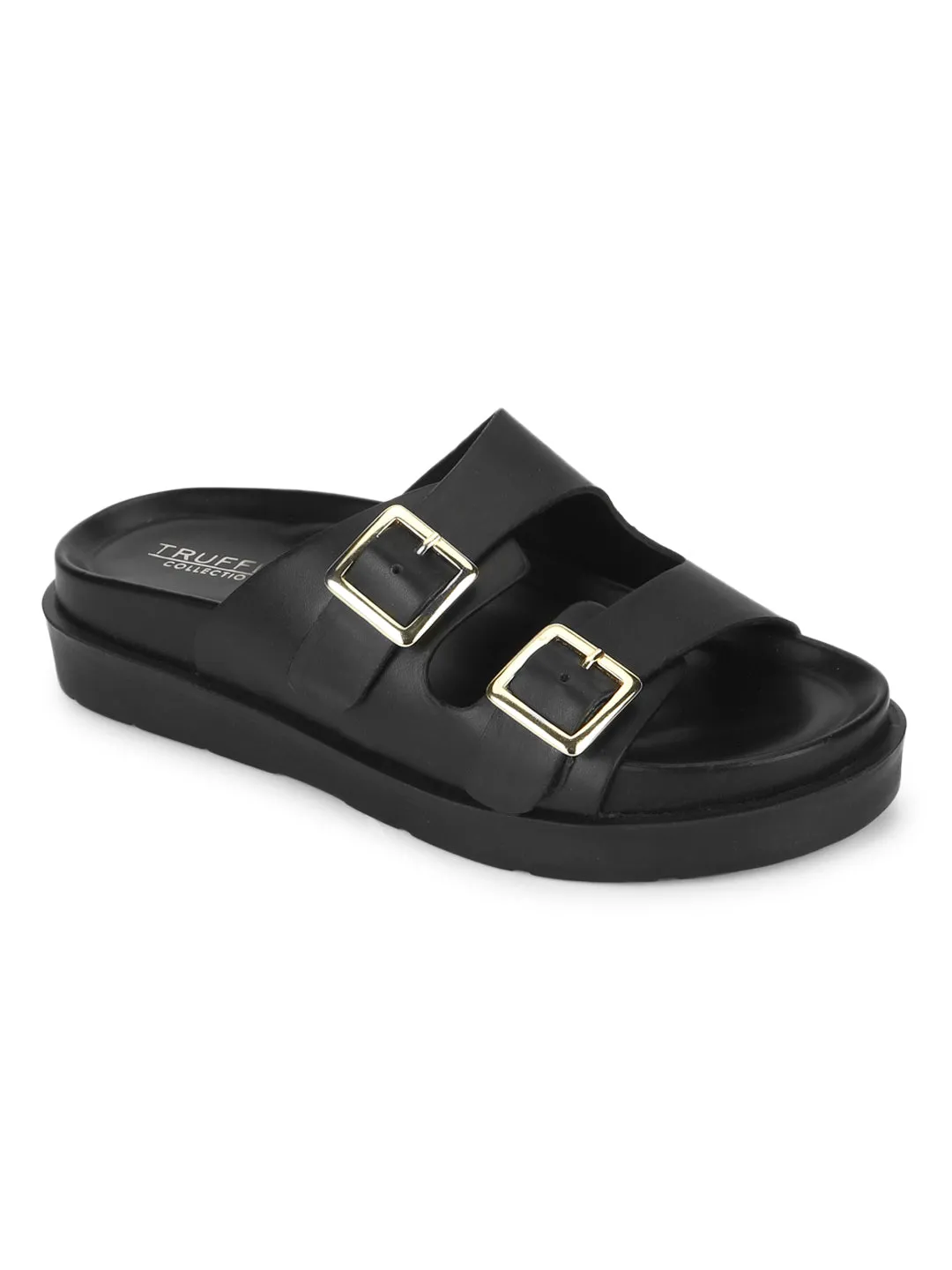 Black PU Side Buckle Slides