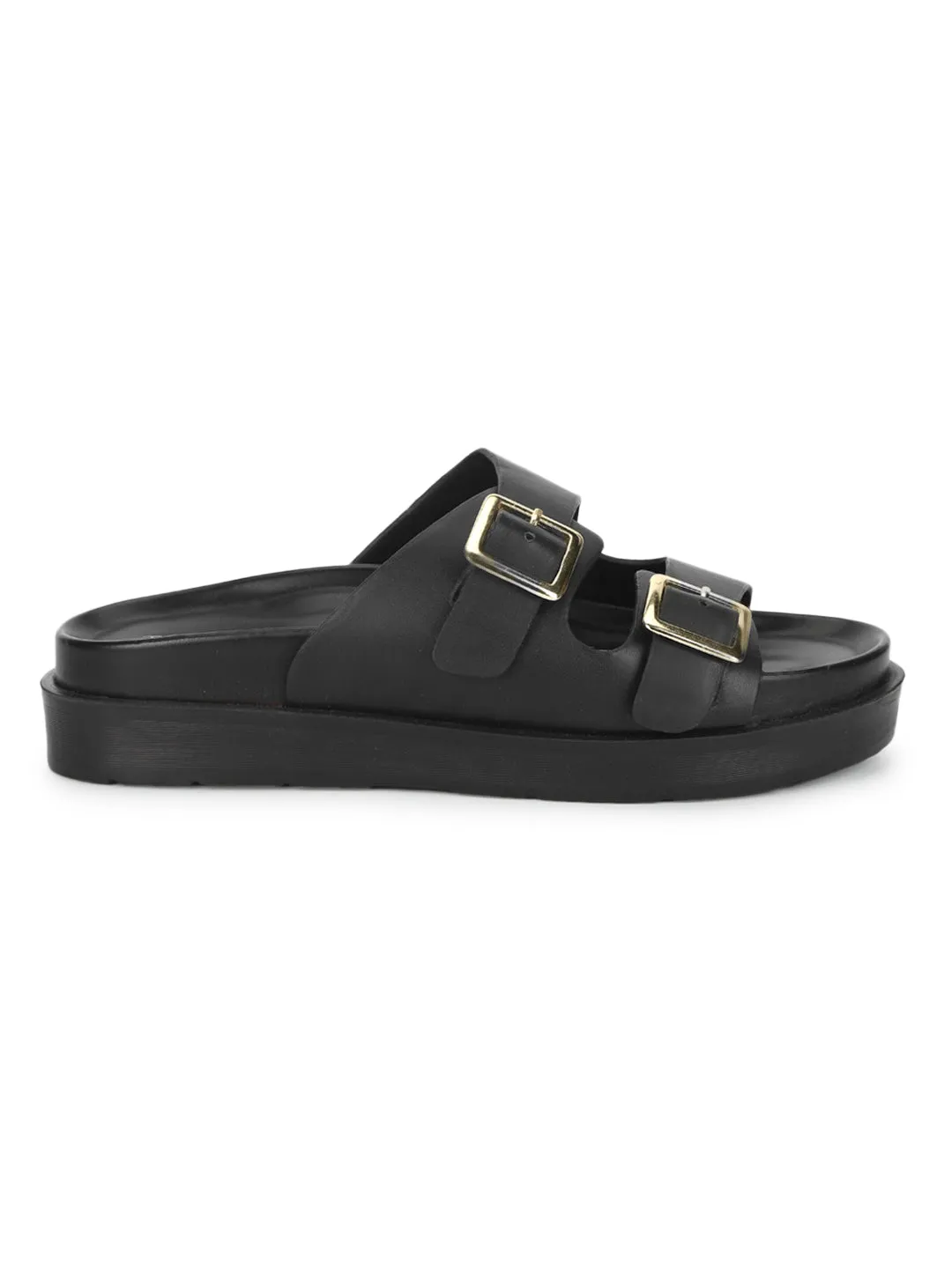 Black PU Side Buckle Slides