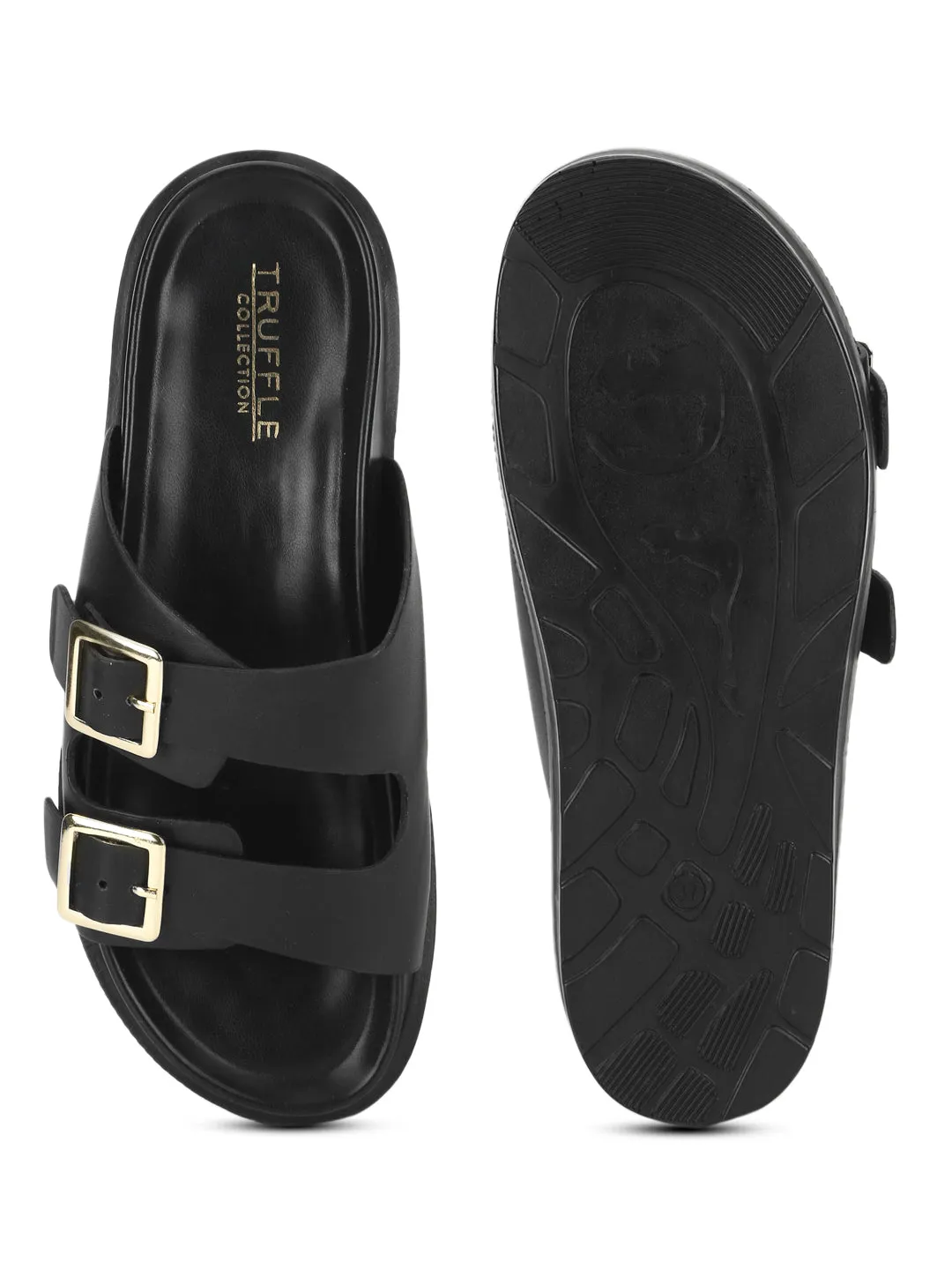 Black PU Side Buckle Slides