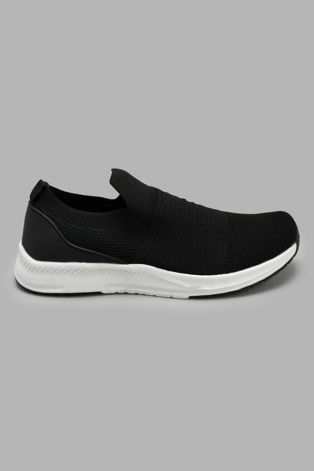 Black Ribbed Knit-Slip On