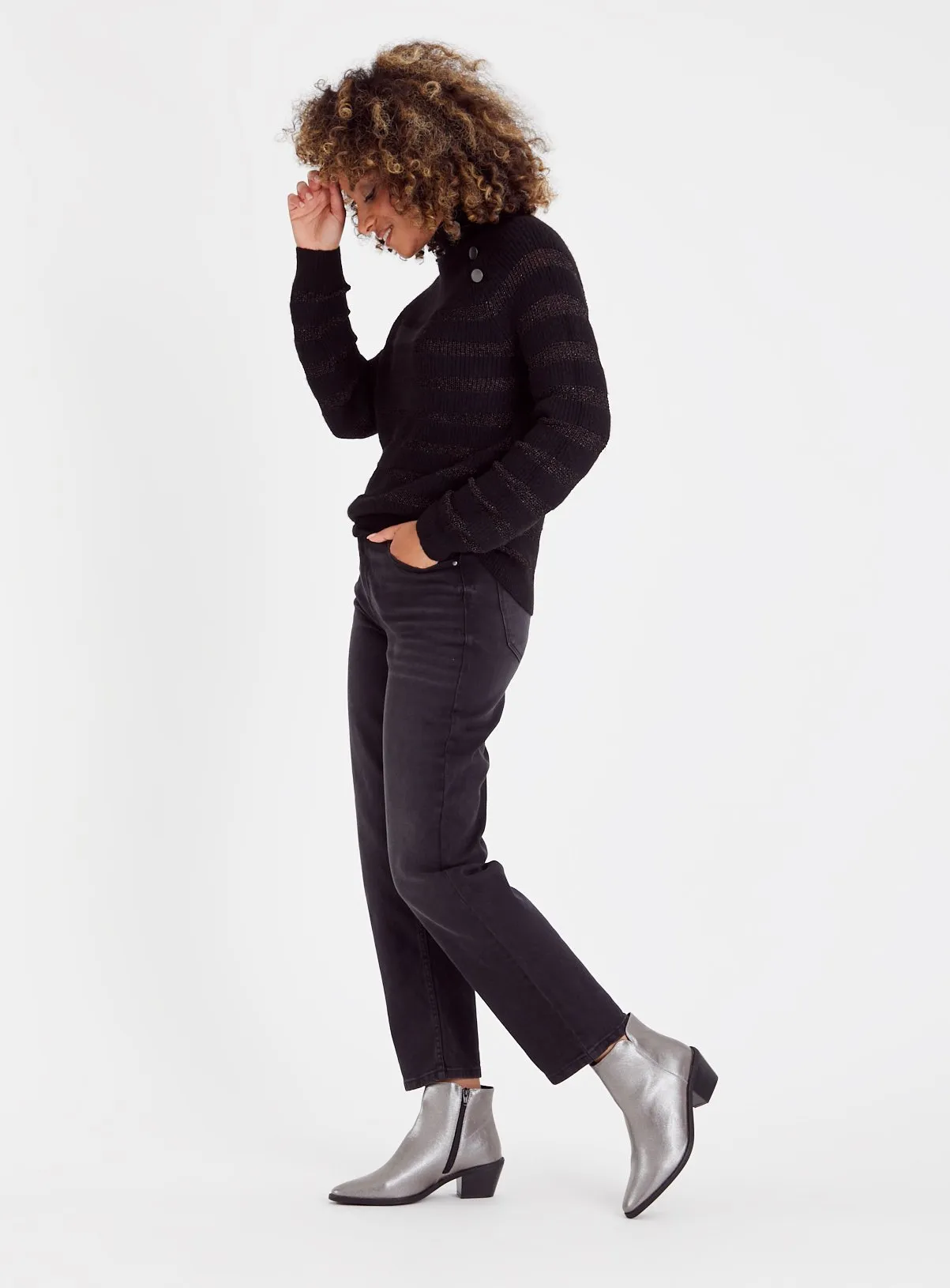 Black Stripe Sparkle Jumper 8 by Tu - Buy Now