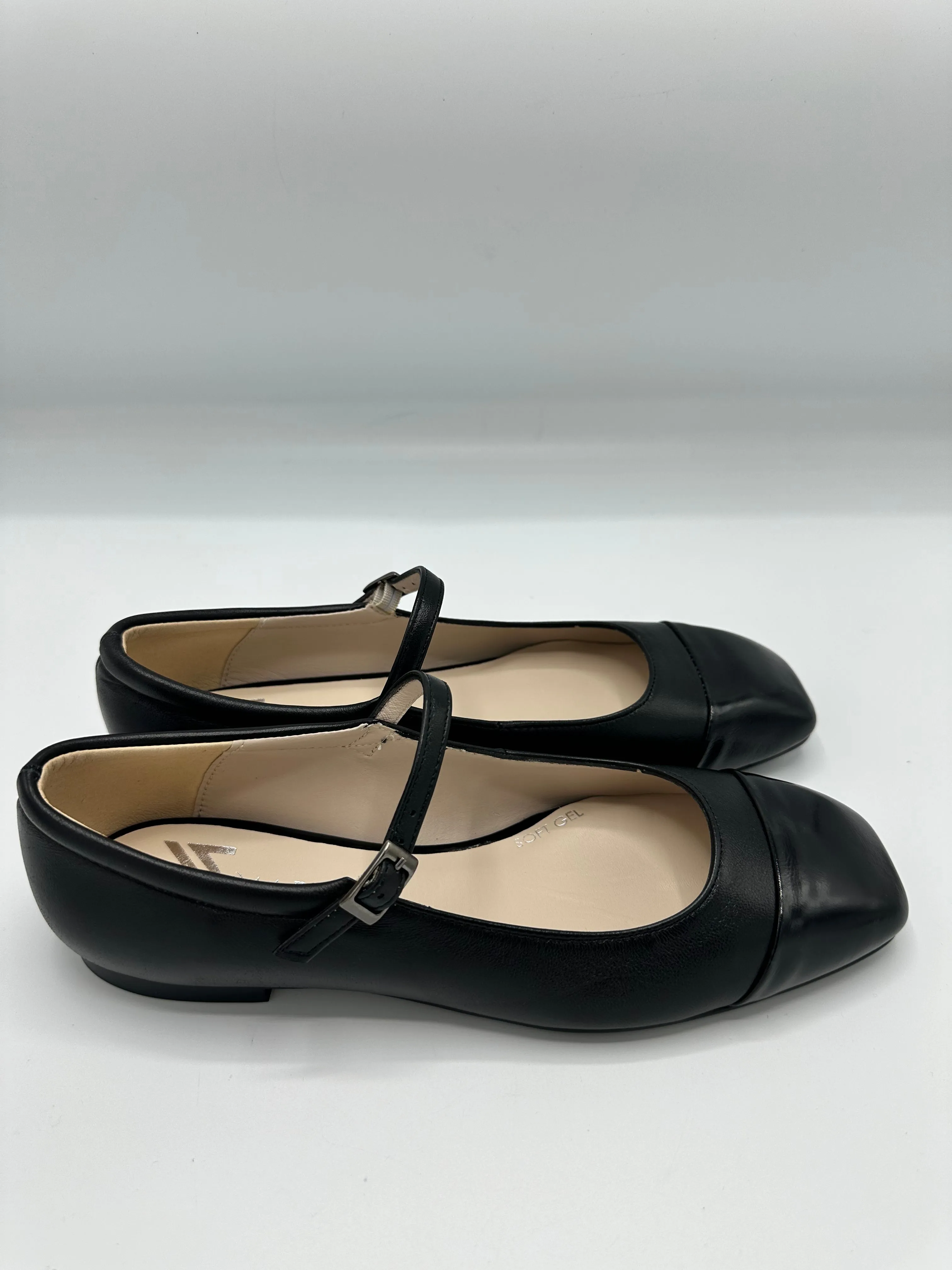 BLACK TONAL BALLET FLAT WITH STRAP - MARIAN