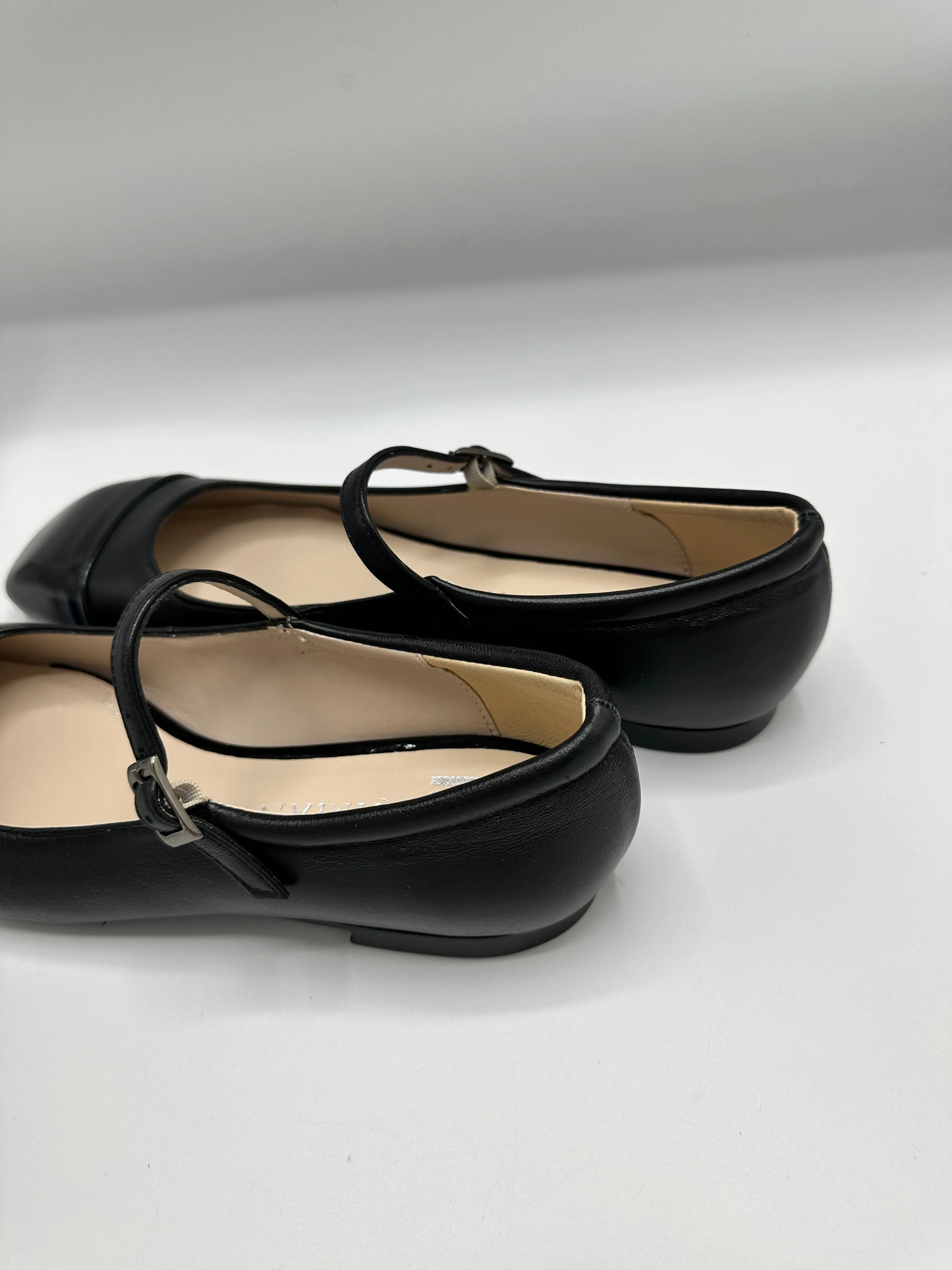 BLACK TONAL BALLET FLAT WITH STRAP - MARIAN