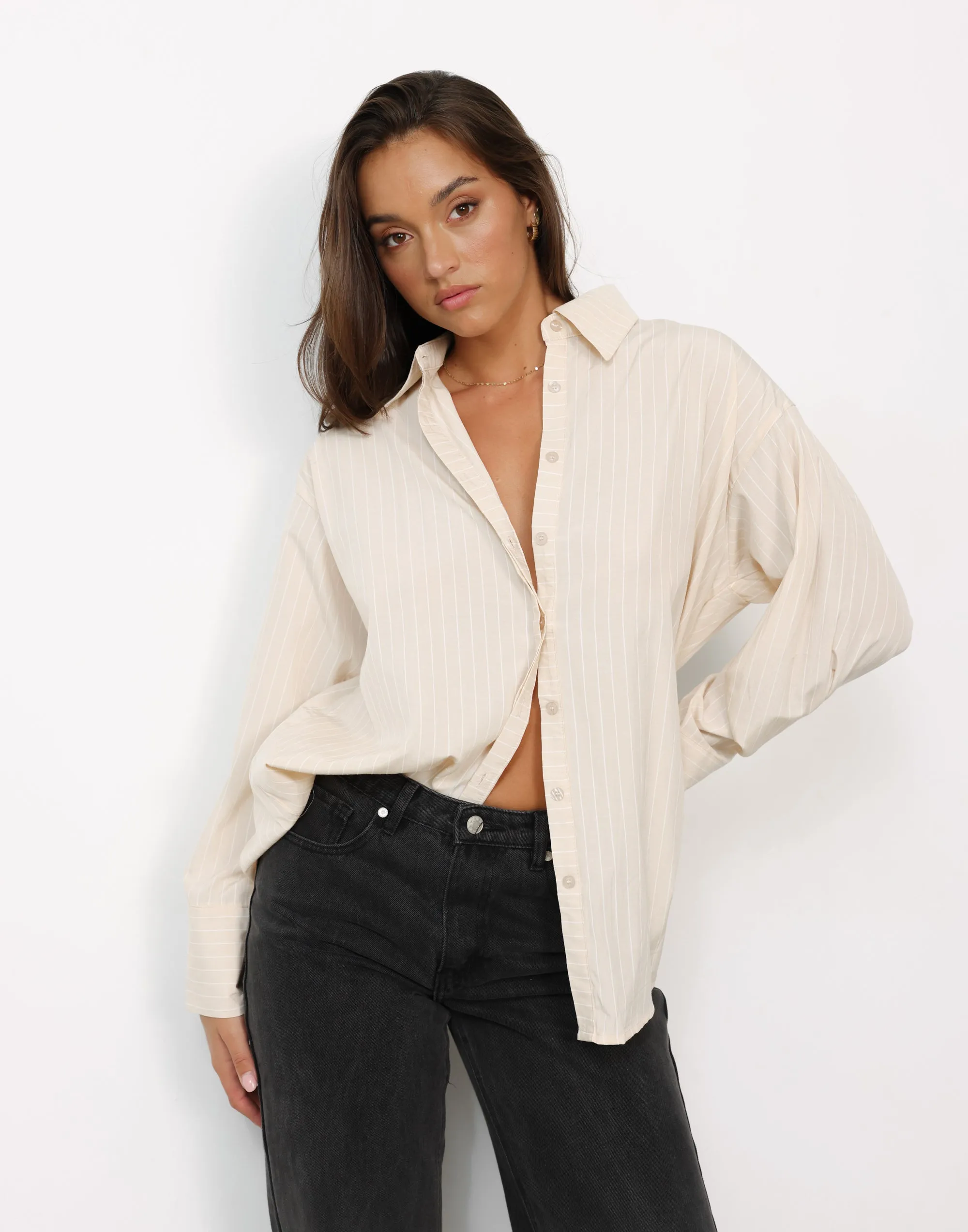 Almond Pinstripe Blanchet Shirt