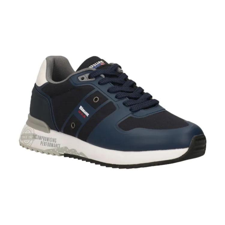 Navy Red Men's Lace-up Sneakers by Blauer s4hoxie02/RIP