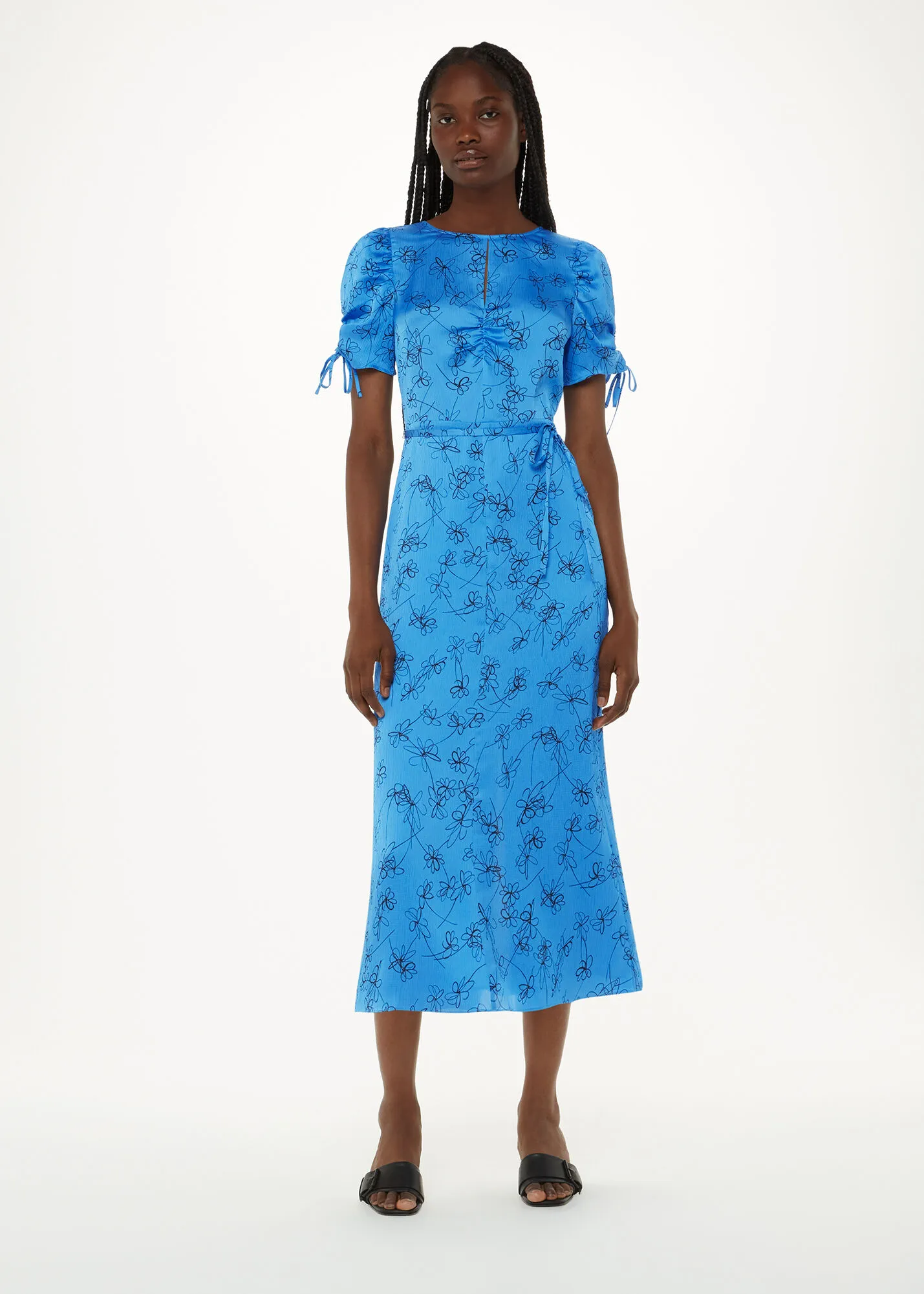 Blue Aurelie Scribble Daisy Dress