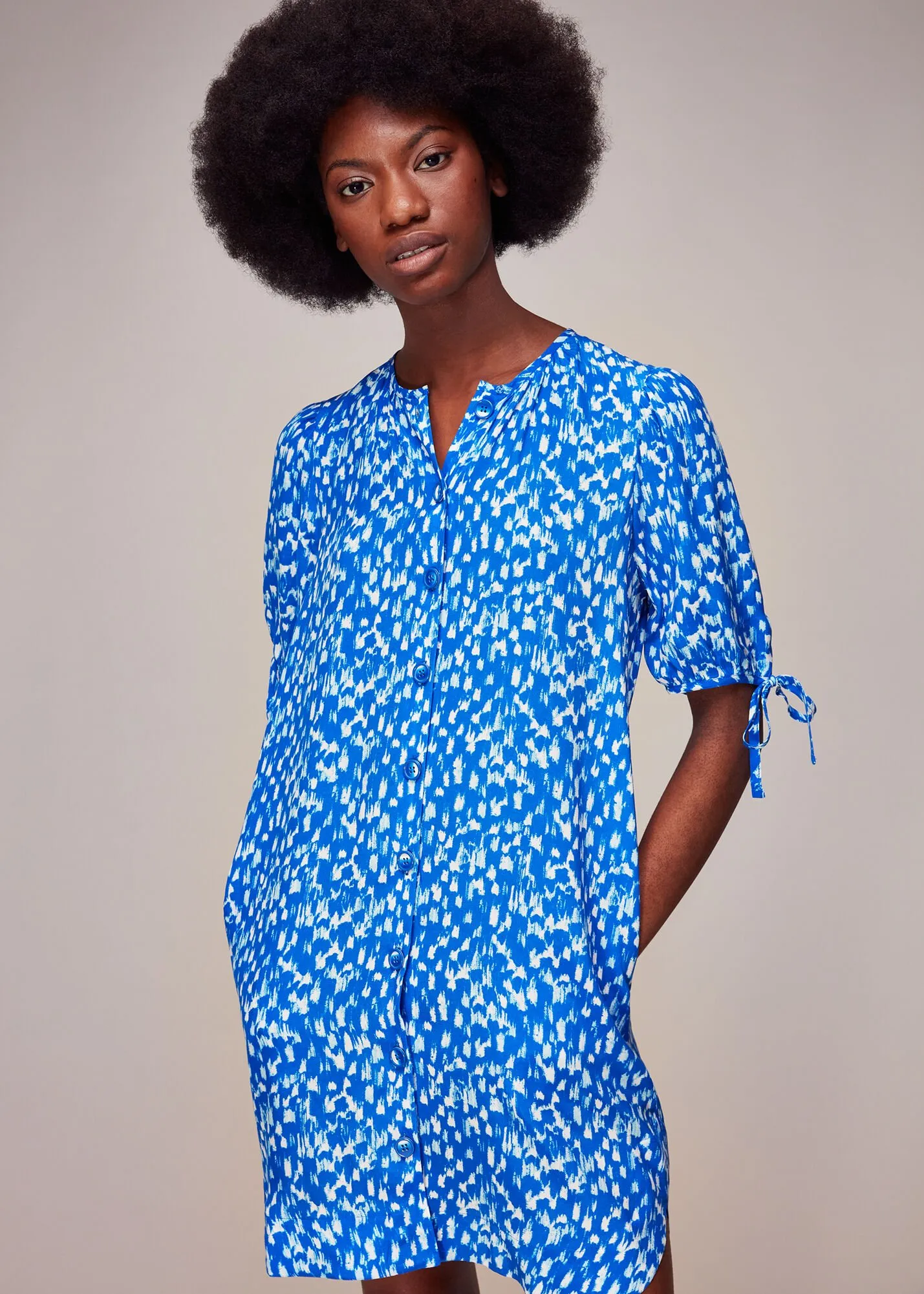 Blue Speeding Squares Frankie Dress