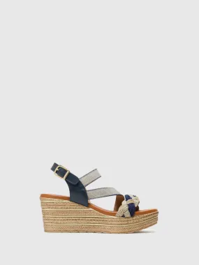 Blue Wedge Sandals