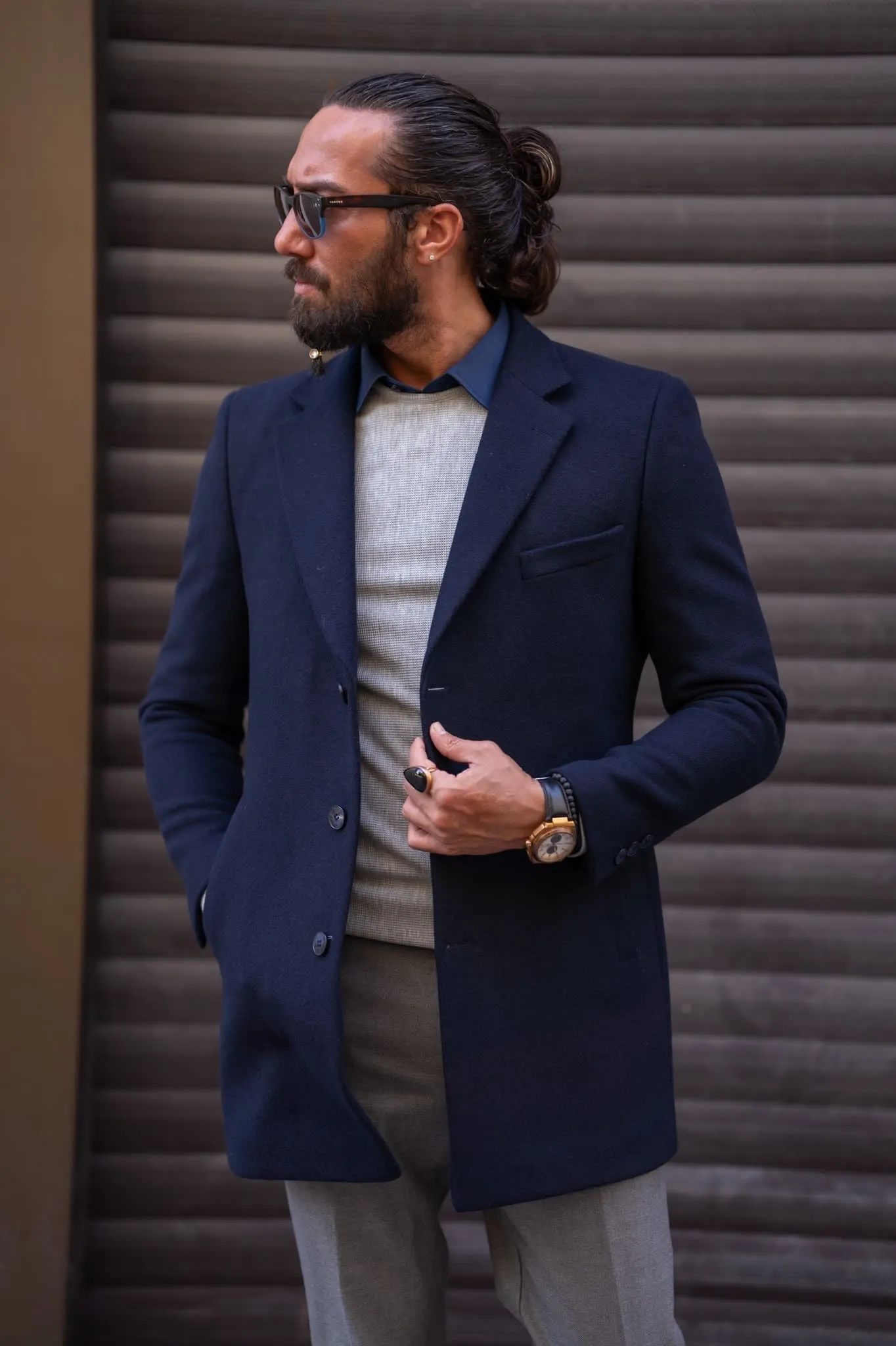 Bojoni Milford Slim Fit Navy Blue  Coat