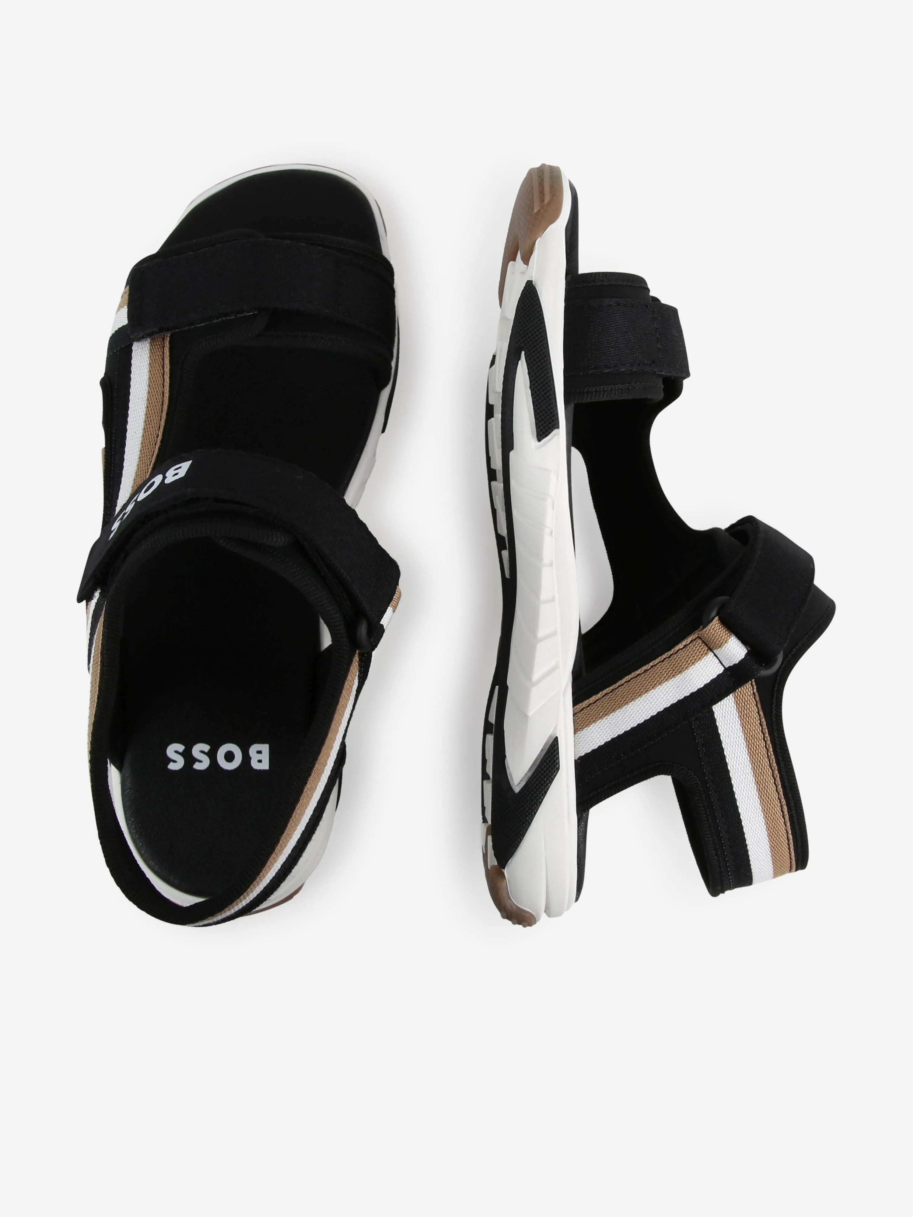 BOSS Boys Logo Sandals in Black