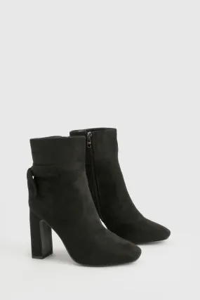 Bow Detail Block Heel Ankle Boots