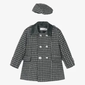 Grey Houndstooth Coat and Hat Set