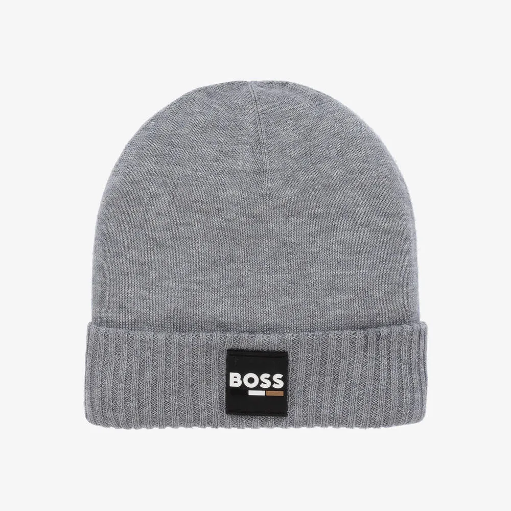 Boys Grey Knitted Beanie Hat