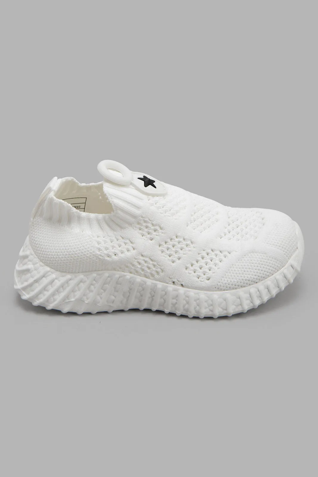 Boys White Fly Knit Slip-On