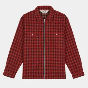 Brain Dead Check Mate Flannel Zip Shirt - Brown