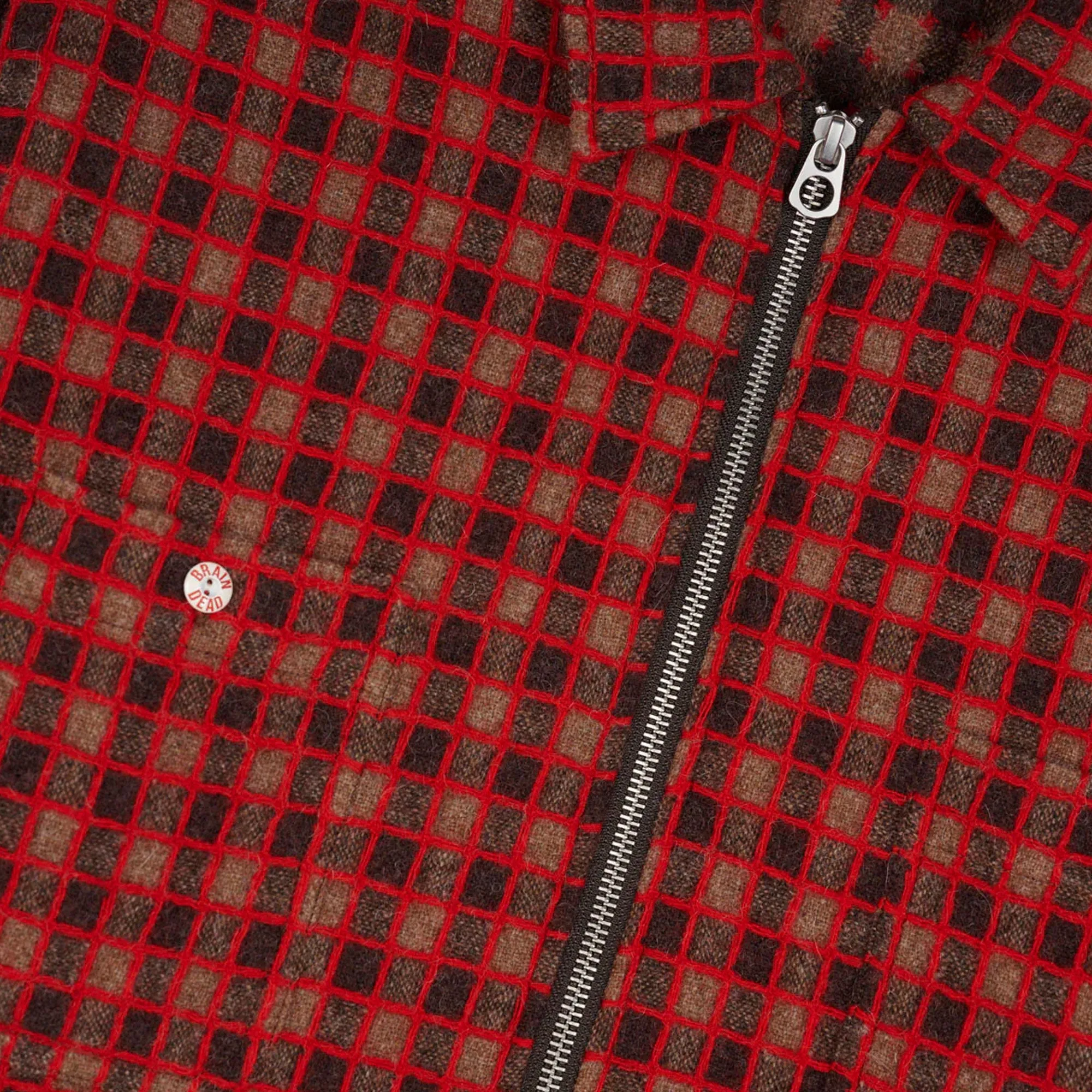 Brain Dead Check Mate Flannel Zip Shirt - Brown