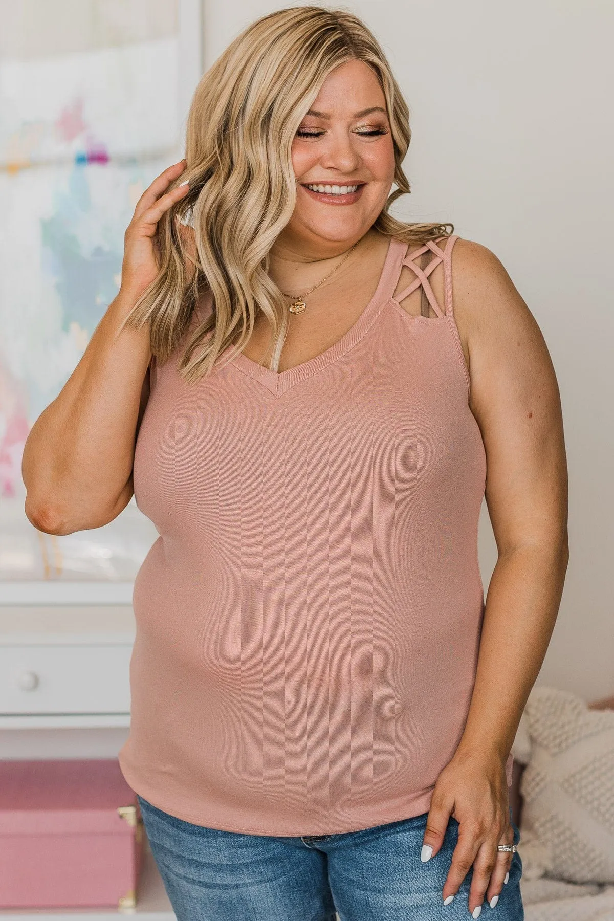 Soft Dusty Pink Knit Tank Top