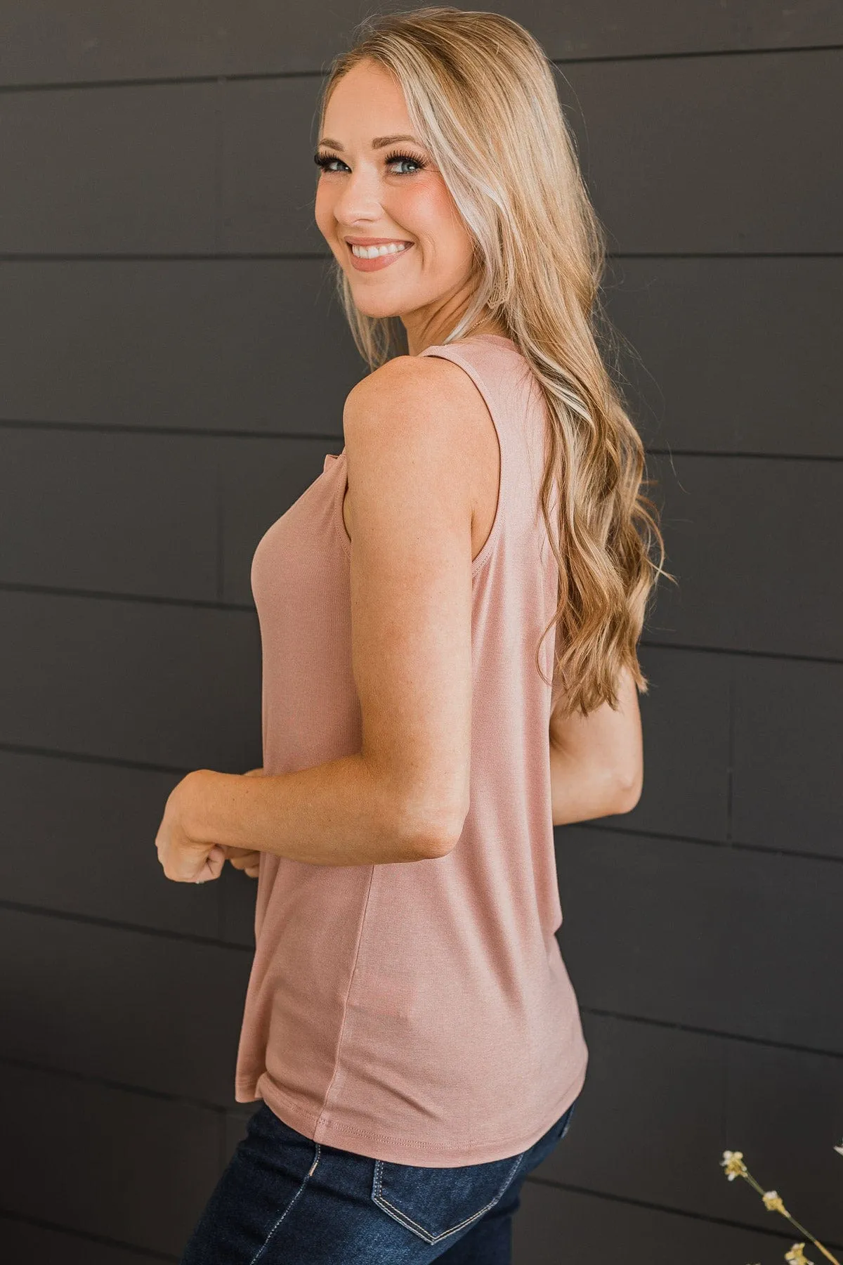 Soft Dusty Pink Knit Tank Top