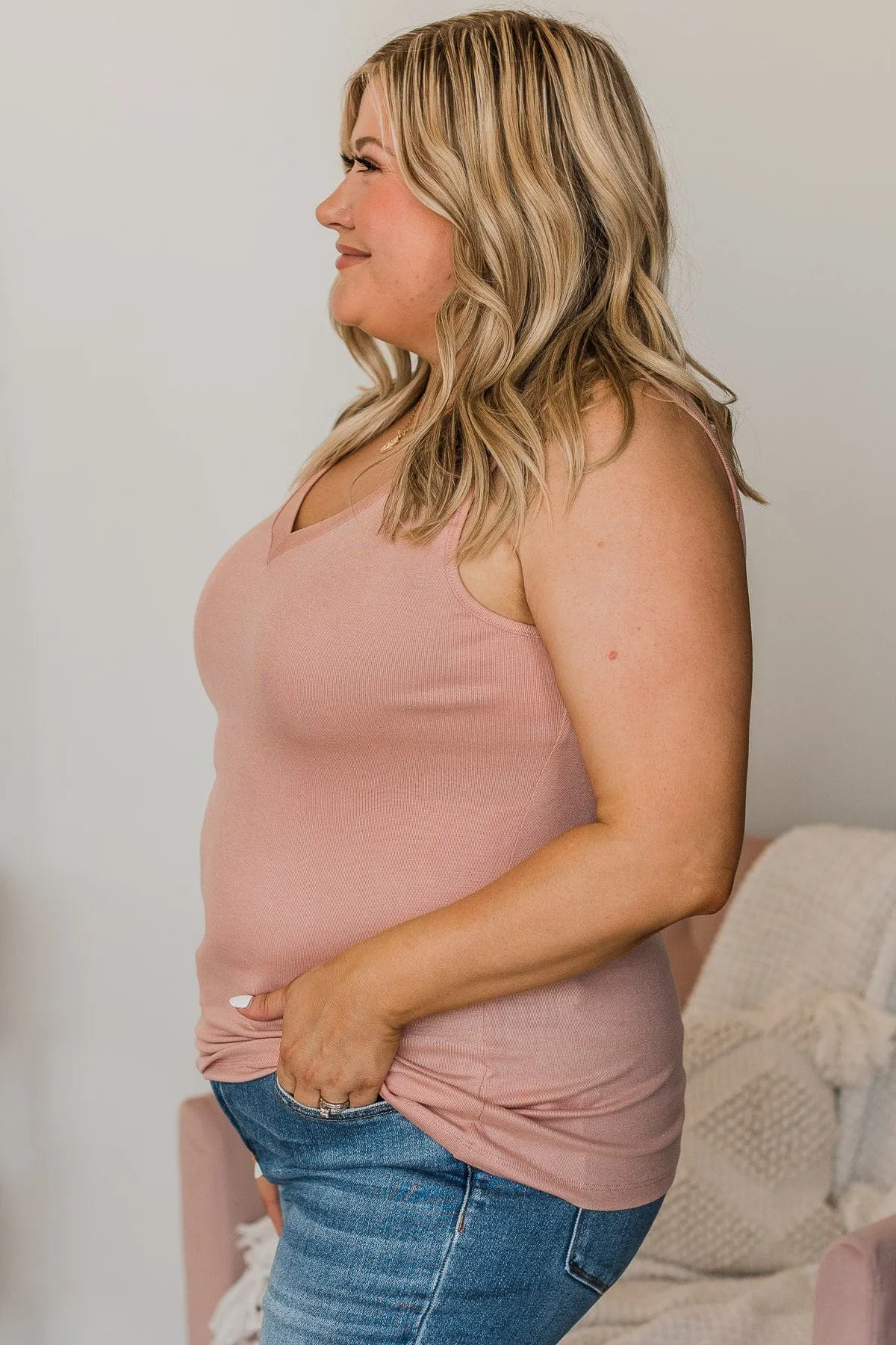 Soft Dusty Pink Knit Tank Top