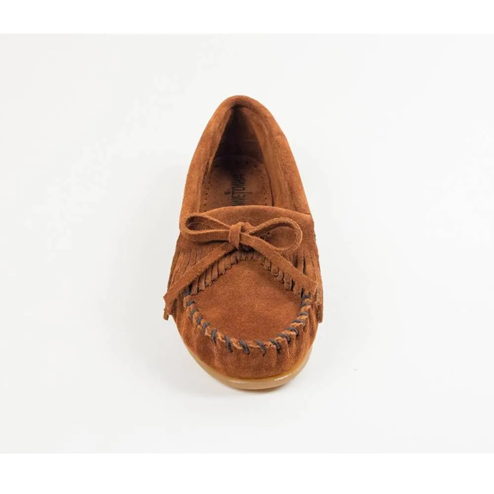 Brown Minnetonka Kilty Hardsole Moccasins