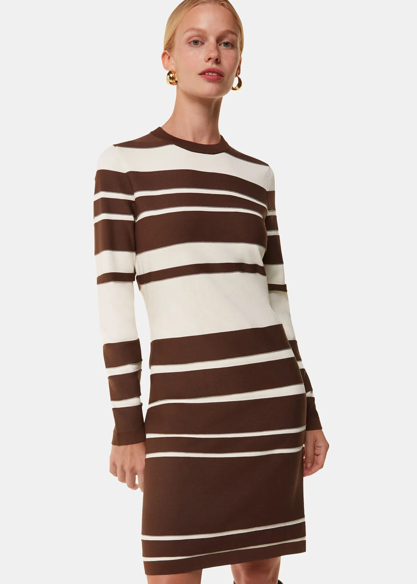 Brown Variegated Stripe Knit Dress