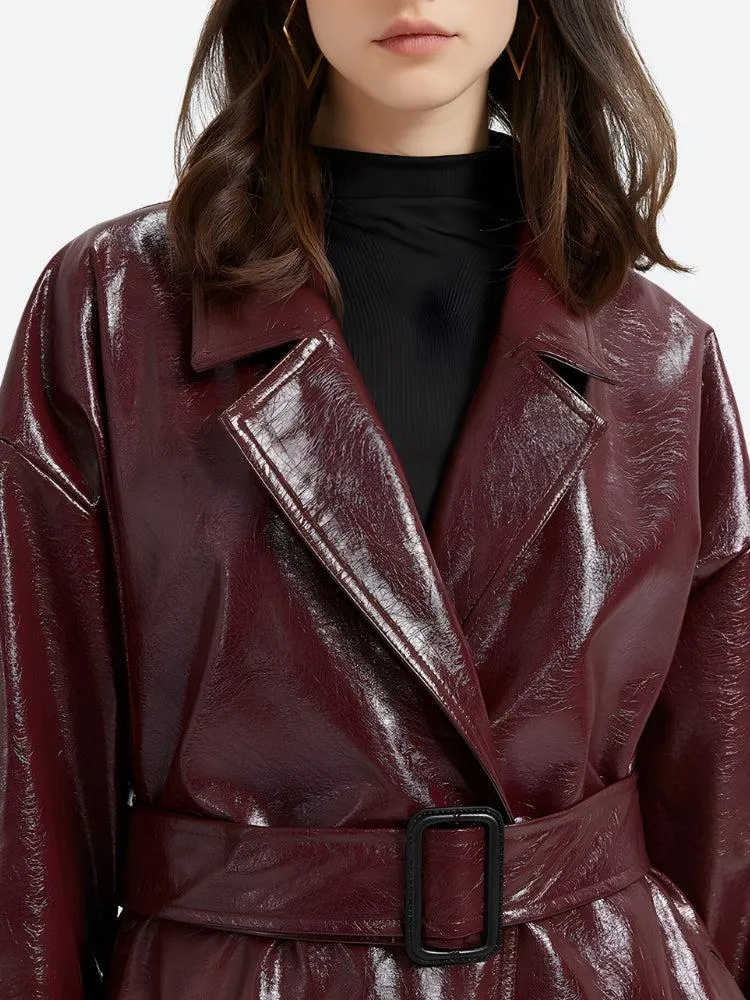 Burgundy Vegan Leather Jacket